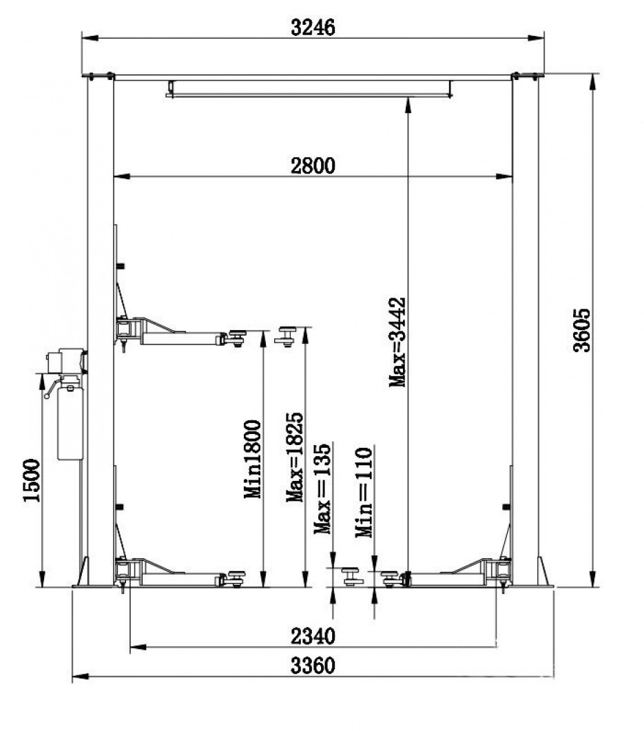 Двухстоечный подъемник ROSSVIK V2-4L с верхней синхронизацией, г/п 4 т, 220 В (Серый)